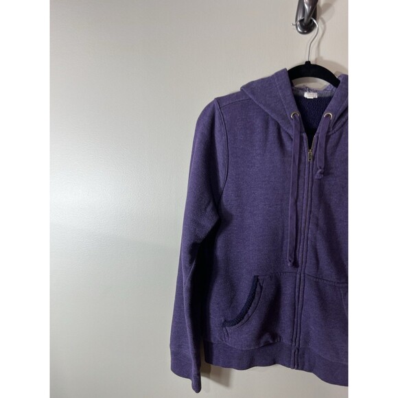J.Crew Sherpa Lined Zip Hoodied Full Zip Sweatshirt Womens XL  Purple - Picture 2 of 11